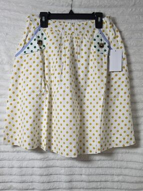 0597 Tulip B Yellow Polka Dot A-Line Skirt